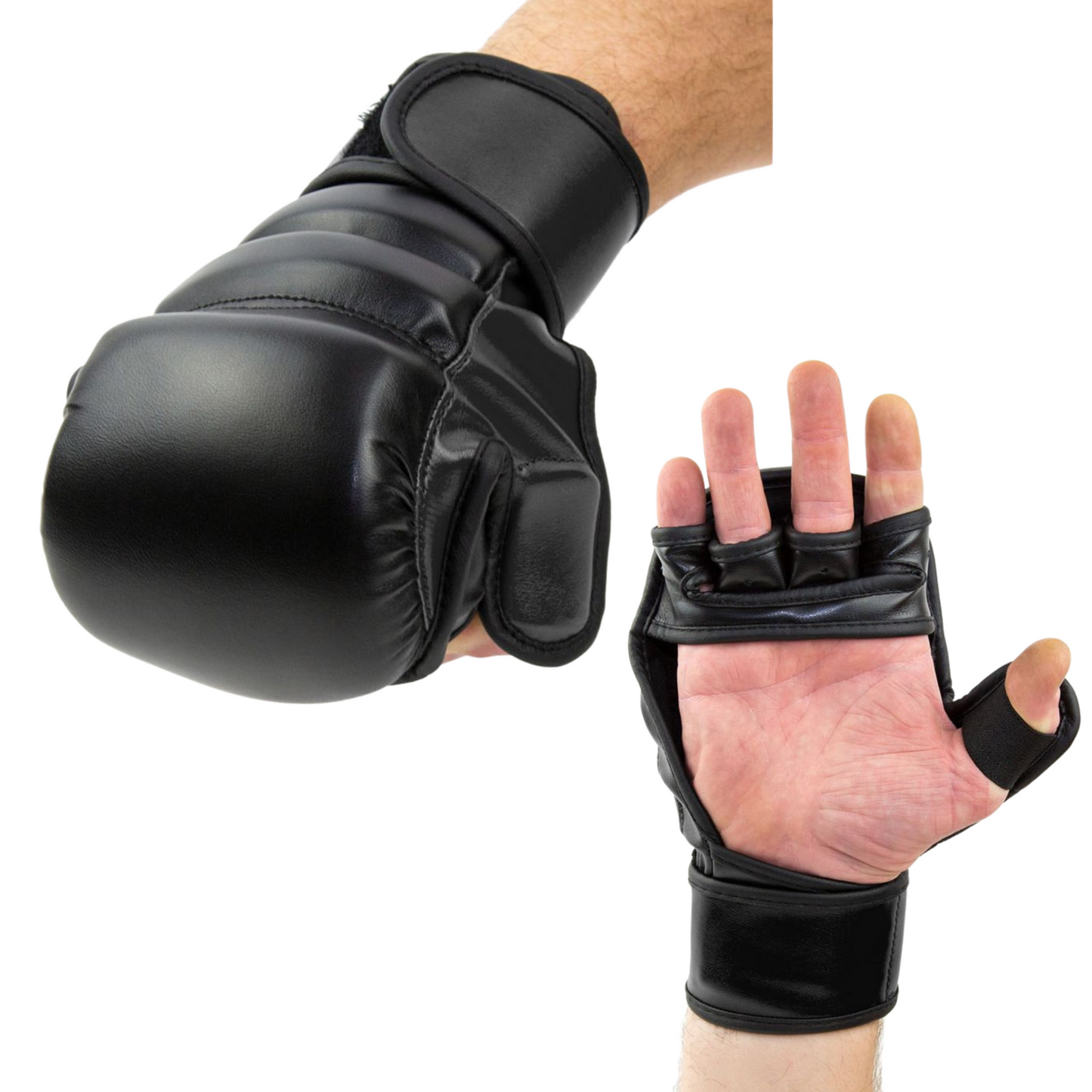 MMA Gloves, Hybrid Open Palm Shooter fighting MMA gloves Men Women, Double Wrap Wrist Support, Cage Fighting Combat Sports, Muay Thai, Punching Bag kickboxing gloves