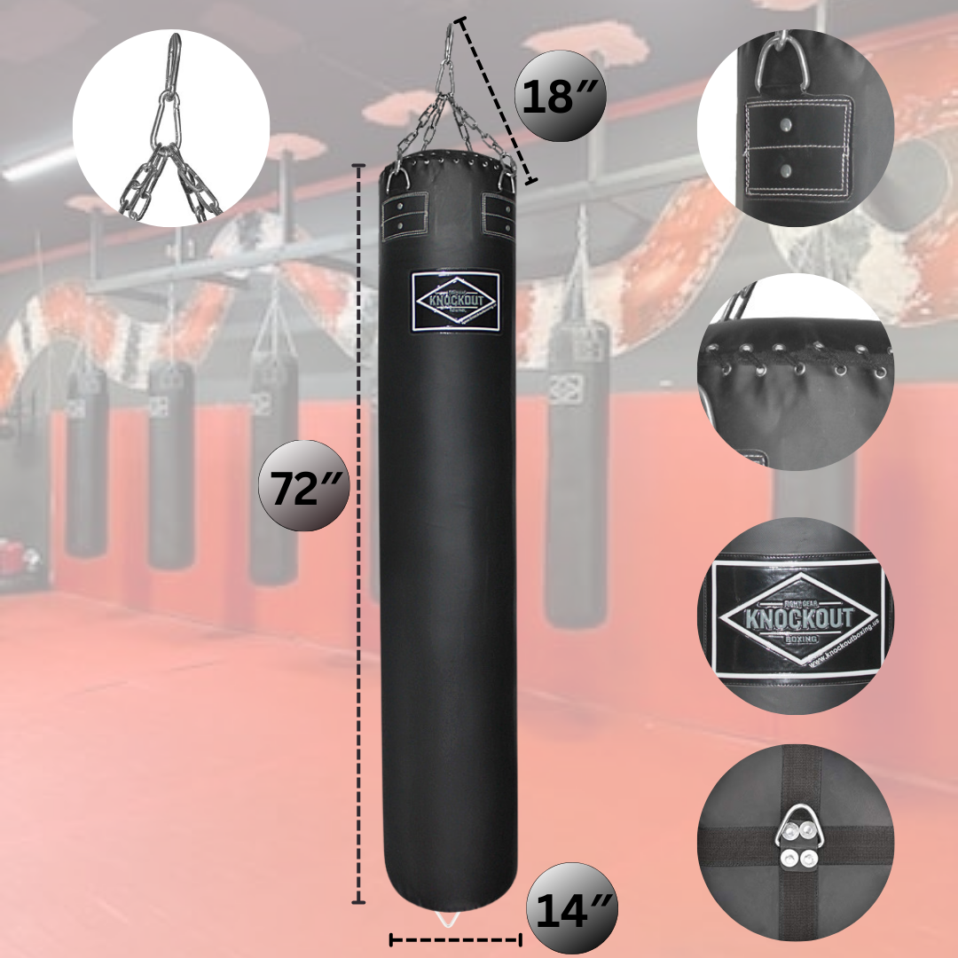 Muay Thai Filled 6 Ft 100 lbs Hanging Punching Heavy Bag for Home Gym Training, Kickboxing
