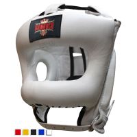 Full Face Head Guard made by Leather For Professionals (White)