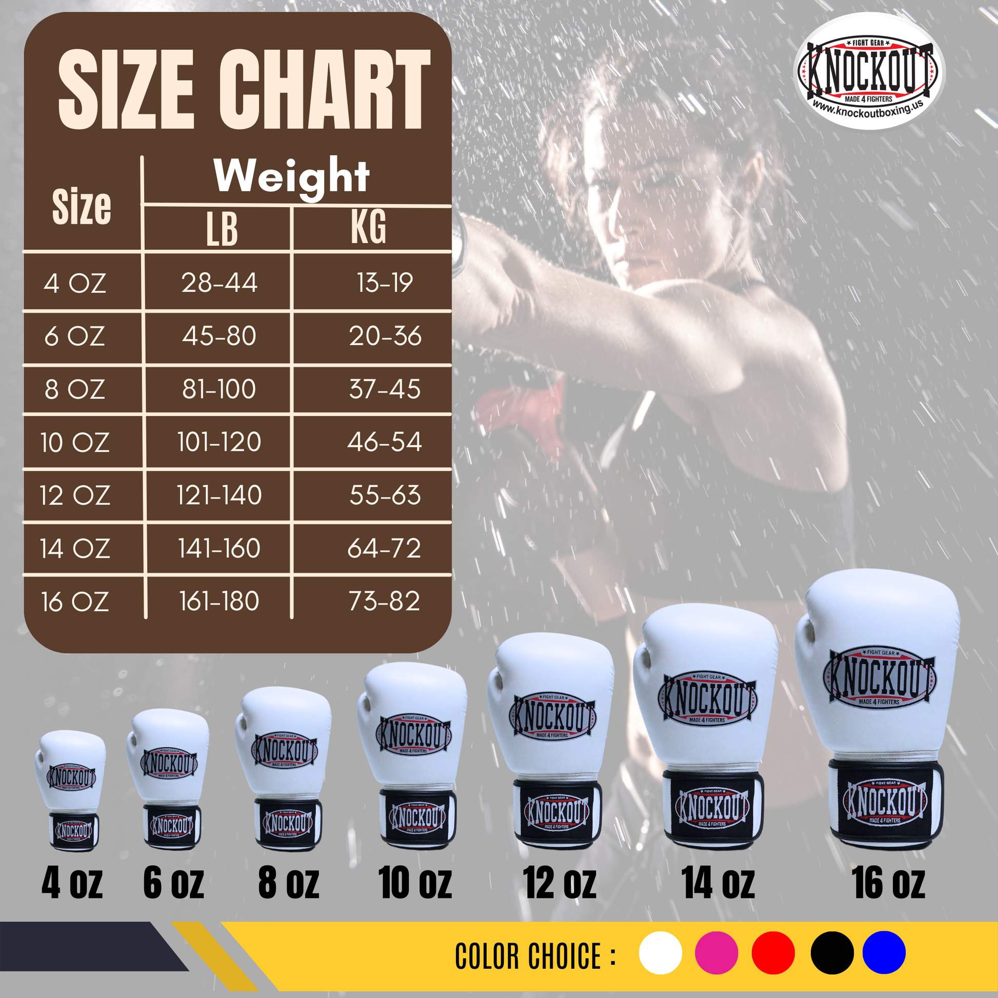 Weight Type Of Boxing Gloves Glove Size Chart Boxing Glove Weight