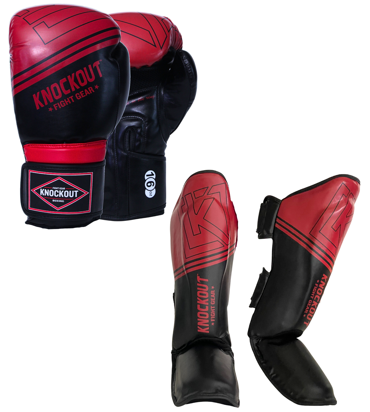 Boxing gloves and Muay Thai shin guards Complete Set, ideal for kickboxing, home gym training, and sparring, Best suited for MMA, featuring multi-layer padding and cushioning for enhanced protection