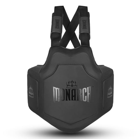 Heavy Hitter Boxing Body Protector As Body Opponent Bag, Muay Thai Belly Pad, Boxing Training Equipment with Multilayer Padding for Pro Protection (Solid Black)